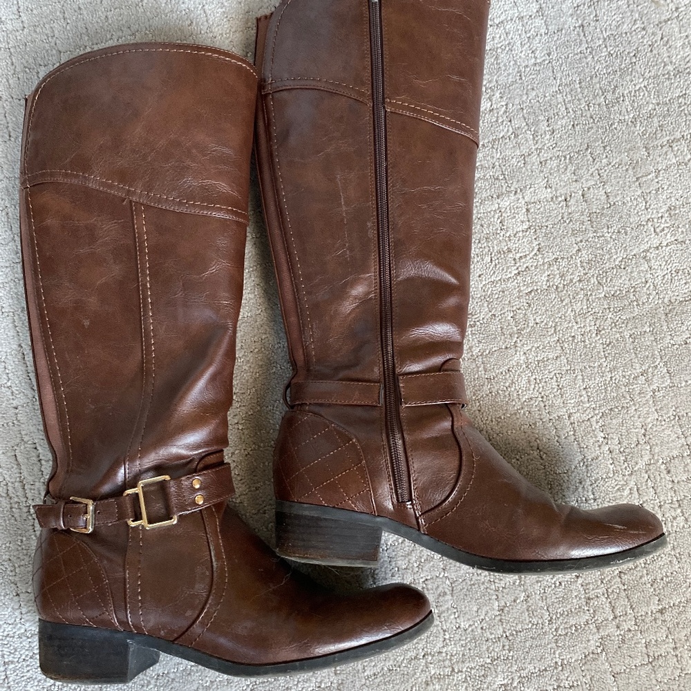 Brown calf height riding boots - 9.5